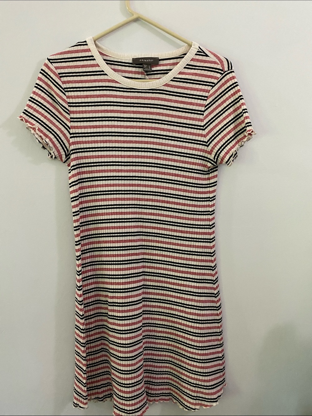 3/ $15 Primark Cream, Pink & Black Striped Ribbed Mini Dress